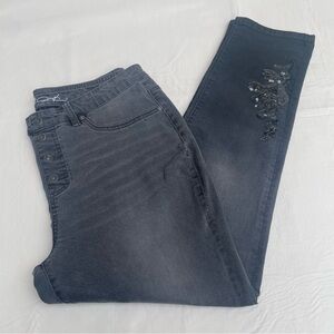 DG2 Diane Gilman Ombre Black Sequin Leg Design Skinny Jean RN 92309 Wm’s  Size L